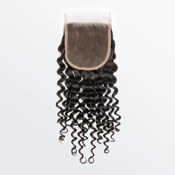 4" x 4" Deep Curly Free Parted Lace Closure #1B Natural Black