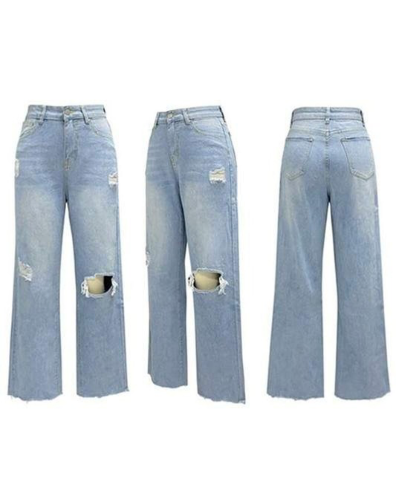 LIGHT WASH CUTOUT JEANS