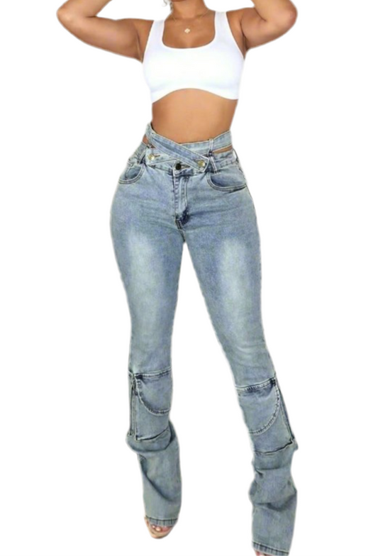 DOUBLE WAIST DENIM JEANS
