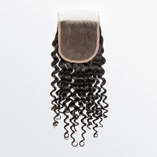 4" x 4" Deep Curly Free Parted Lace Closure #1B Natural Black
