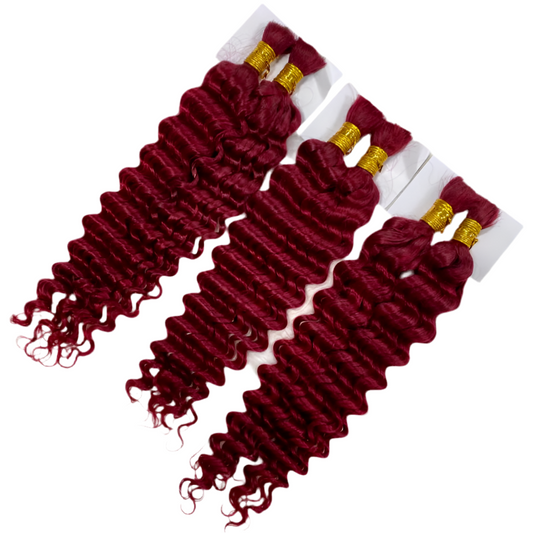 Burgundy Red Deep Wave - Braiding Hair 100% Human